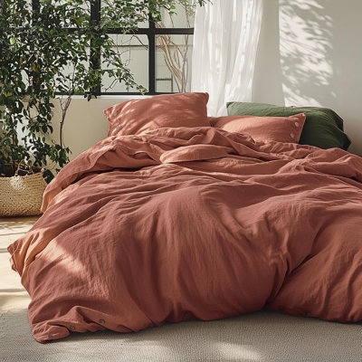 Bedsure Linen Cotton Blend Duvet Cover Set