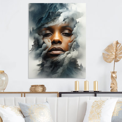 Double exposition «Woman and Mountain Echoes IV» - art mural en métal