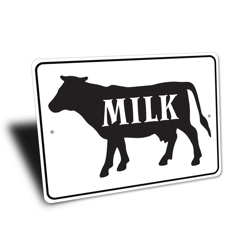 Enseigne lait en aluminium, H 12 po x l 18 po x P 0,06 po