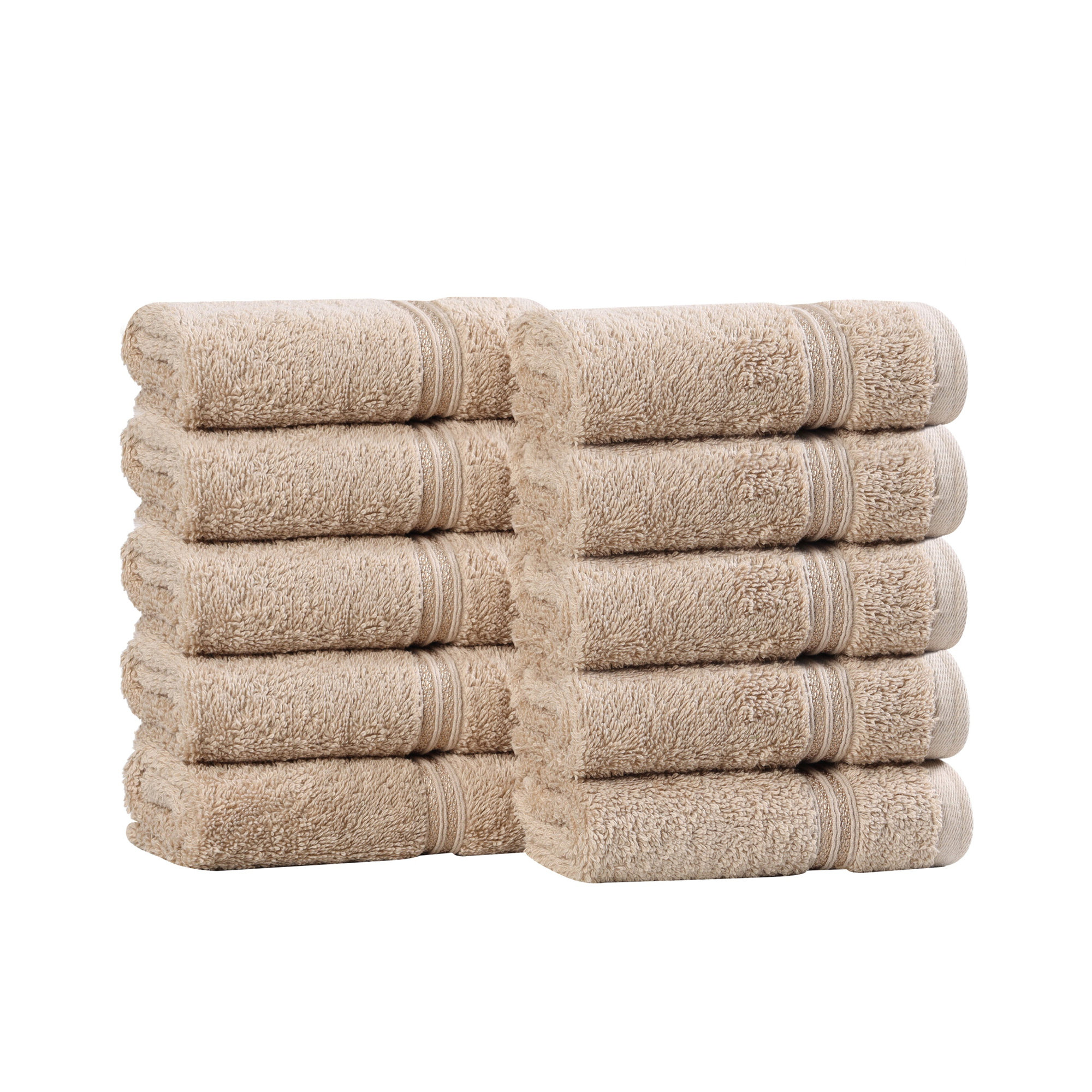 Oleg Certified Egyptian Cotton Highly Absorbent Washcloth Solid Medium Weight Face Towel, Taupe