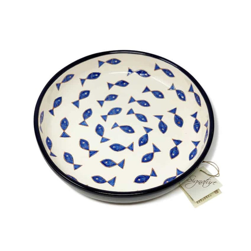 Beachcrest Home Kali Ceramic / Porcelain Salad Bowl, White/Blue