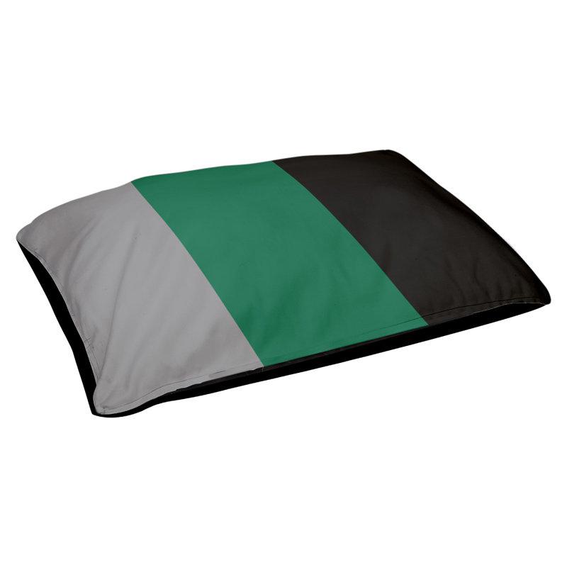 Coussin pour chien hockey Minnesota, Moyen (H 14 po x l 40 po x P 30 po), Argent / vert victorieux / noir