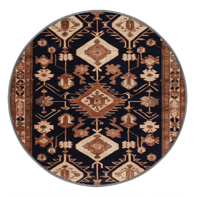 Tapis brun lavable à la machine, Rond 5 pi