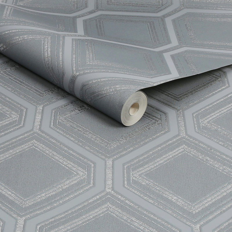 Superfresco Savile Row Geometric Metallic Wallpaper, Grey
