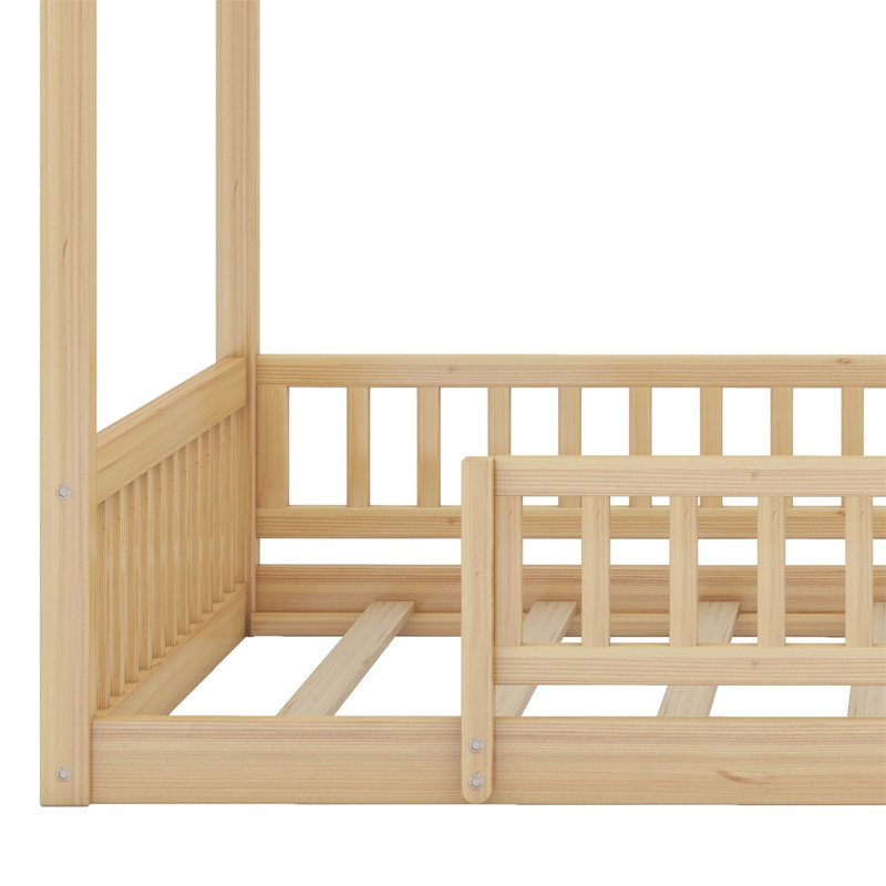 Cadre de lit en bois avec clôture, Naturel