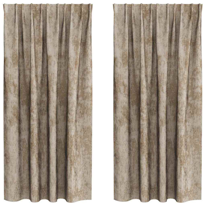 Curtain With Curtains 2 Pcs Velvet, Champagne, 140cm Width x 175cm Drop