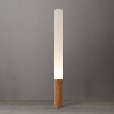 Tambo Cylindro, 60" Accent Floor Lamp, Natural Ash, Weathered Brass