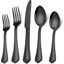 30 Piece Black Silverware Set For 6 People