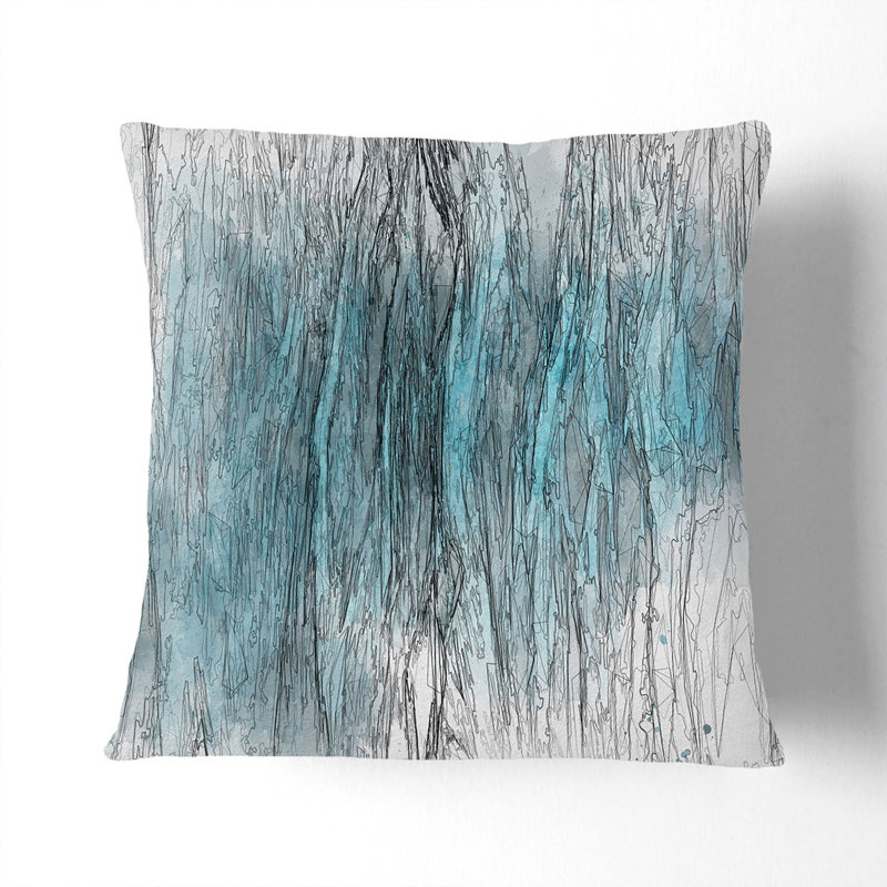 Edges of the Sea in Abstract Cushion with Filling, Stone, 40cm H x 40cm W x 15cm D