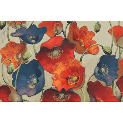 Different Colors Floral - Wrapped Canvas Painting