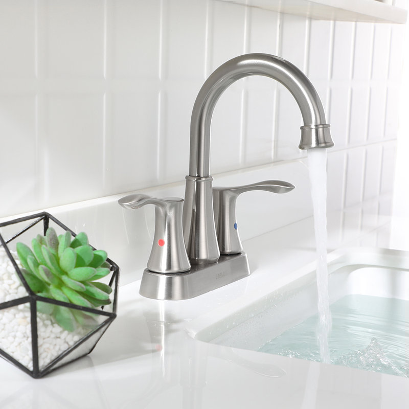 Centerset 2-handle Bathroom Faucet with Drain Assembly, Brushed Nickel