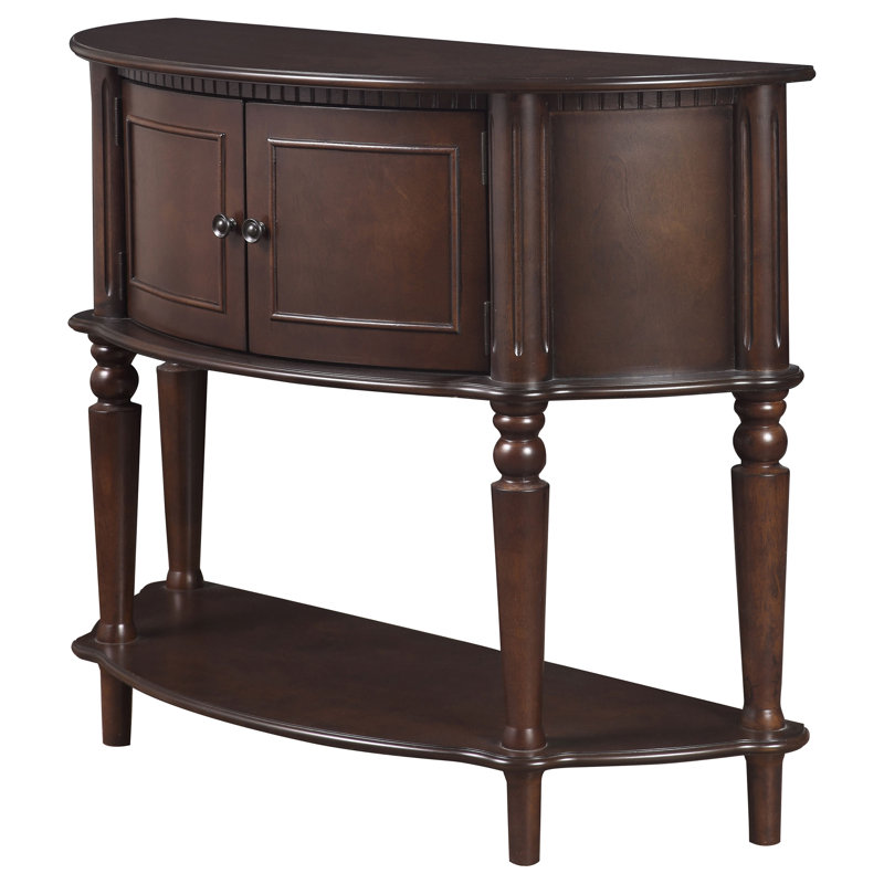 Alyssa 38'' Brown Wood Demilune Console Table with Storage