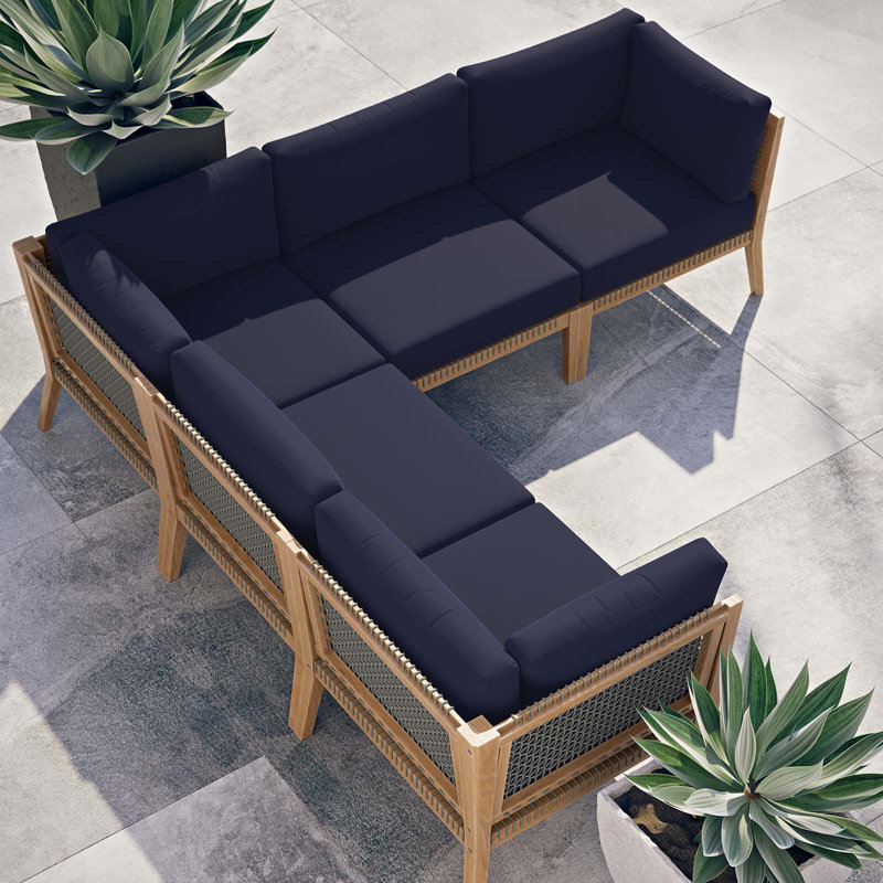 Canapé modulaire d'extérieur 5 pièces Clearwater, Bleu marine