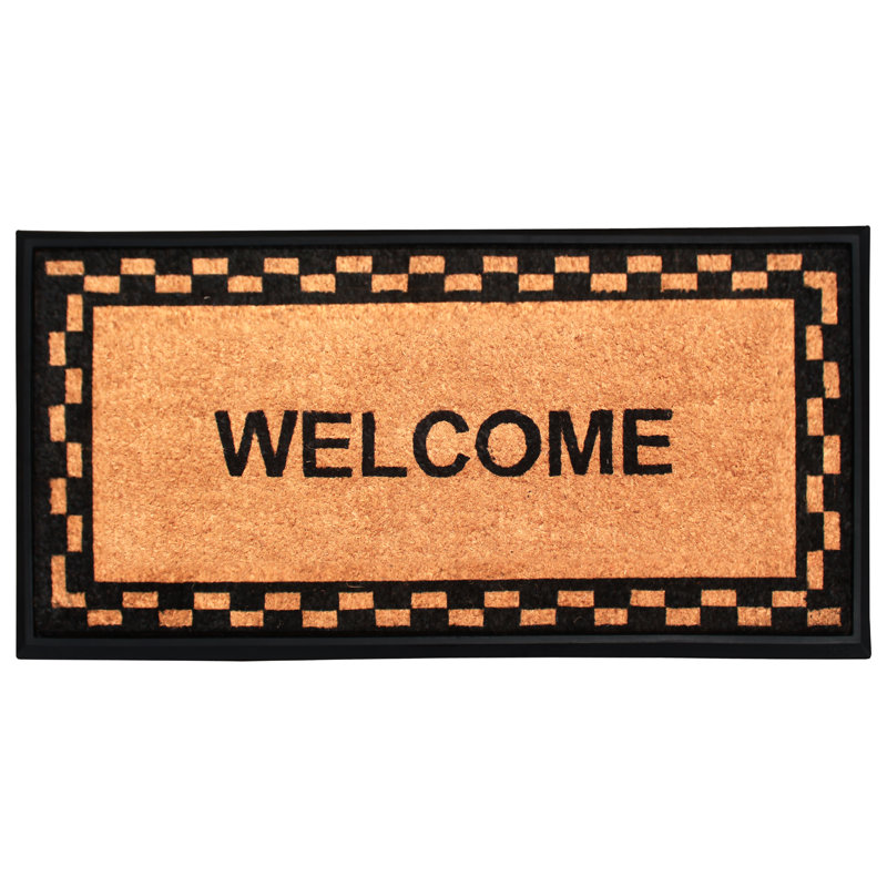 Rubber and Coir Doormat 24" x 48" Non-Slip Outdoor Welcome Mat