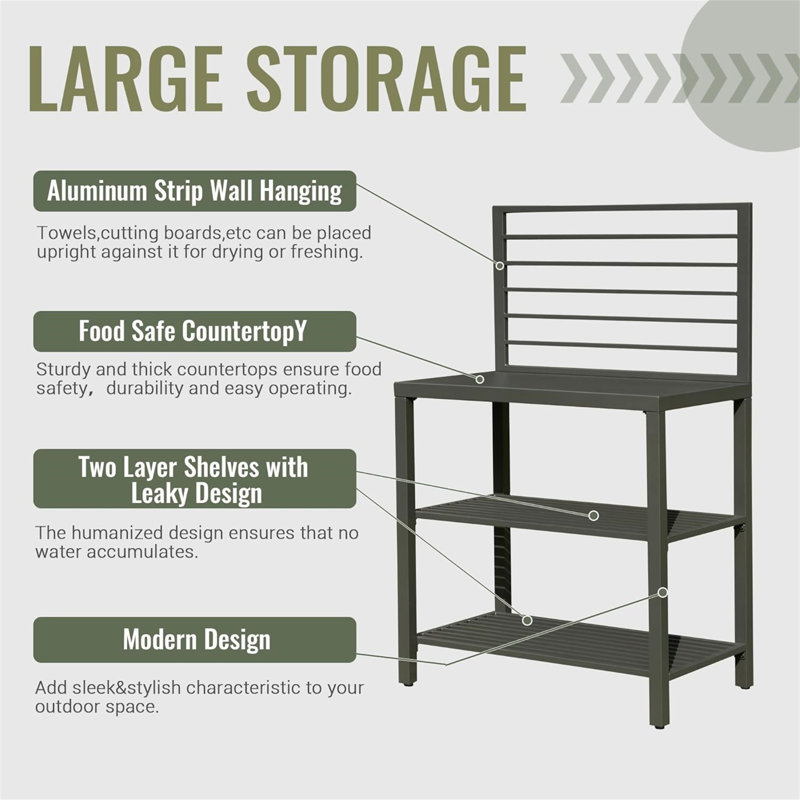 Îlot de cuisine extérieur avec rangement (tabouret non inclus)