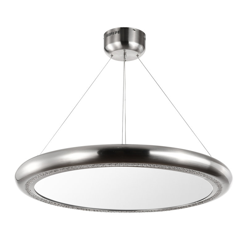Lustre en cristal à DEL 3000k Palace, H 3,10 po x l 39,50 po x P 39,50 po, Nickel brossé
