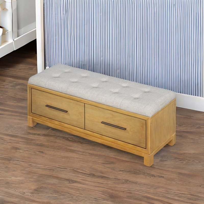 Banc à chaussures avec coussin amovible, Bois naturel