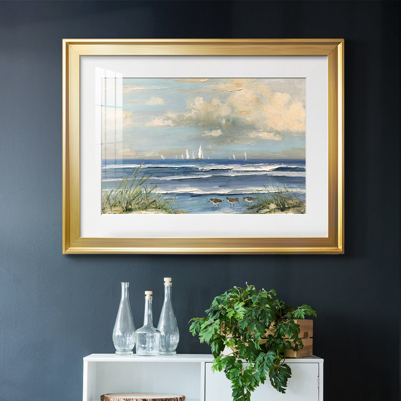 Ocean Regatta, reproduction d'art encadrée, H 30 po x l 44 po x P 1,5 po, Or