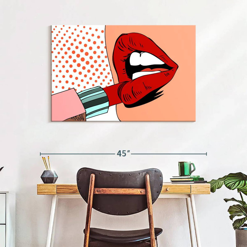 Shuttleworth Retro Pop Red Lips, 26" H x 39" W