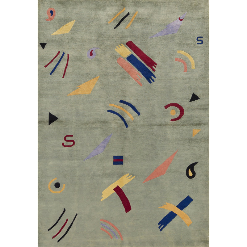 Hand-Knotted High-Quality Green Area Rug