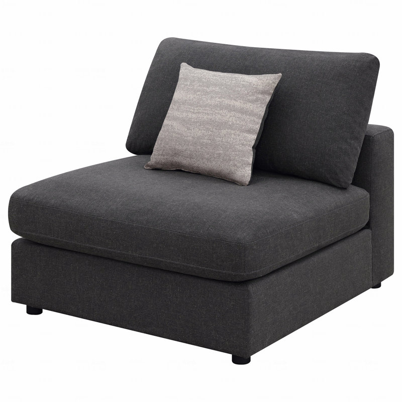 Chaise sans accoudoirs rembourrée gris anthracite avec coussins amovibles