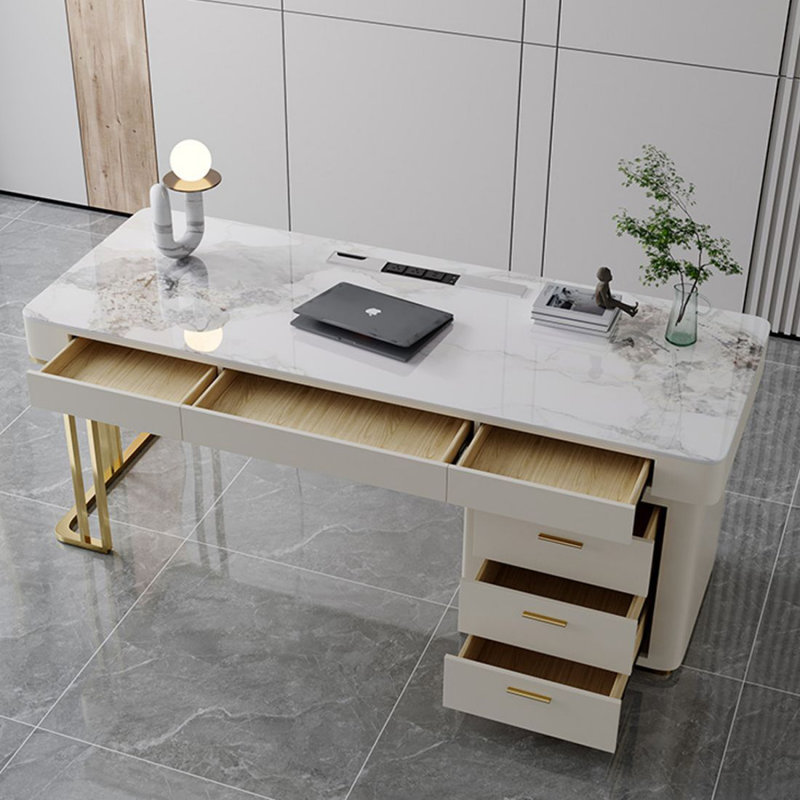 Bureau moderne et simple avec tiroirs, H 29,53 po x l 62,99 po x P 27,56 po