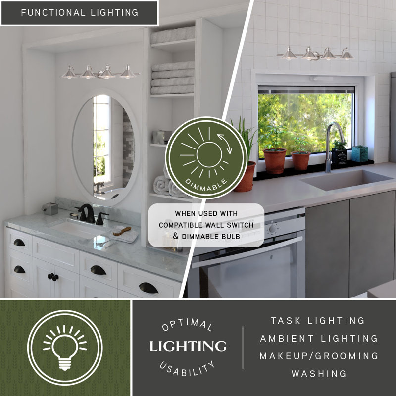 Tamar Dimmable Vanity Light, Satin Nickel and Matte White, 4