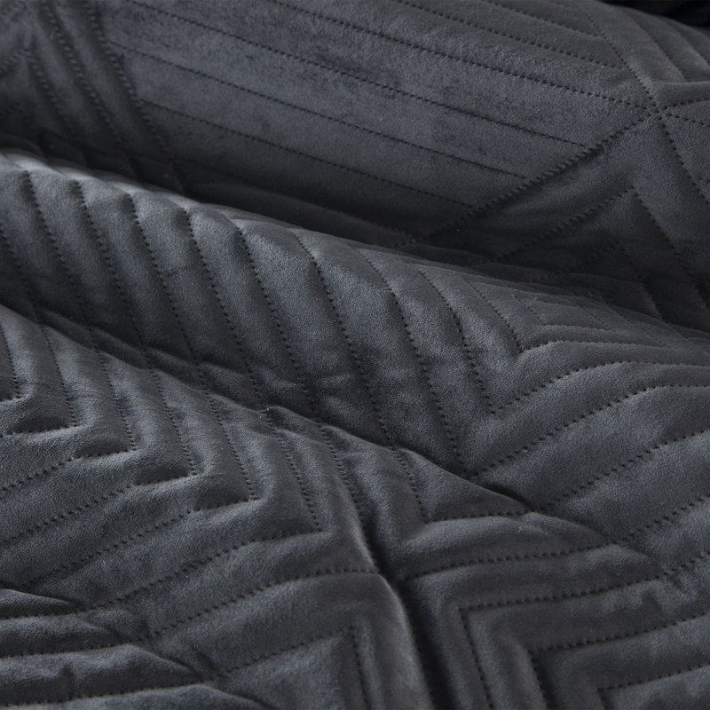 Garan Polyester Geometric Shapes Bedspread, 230 x 260 cm, Black