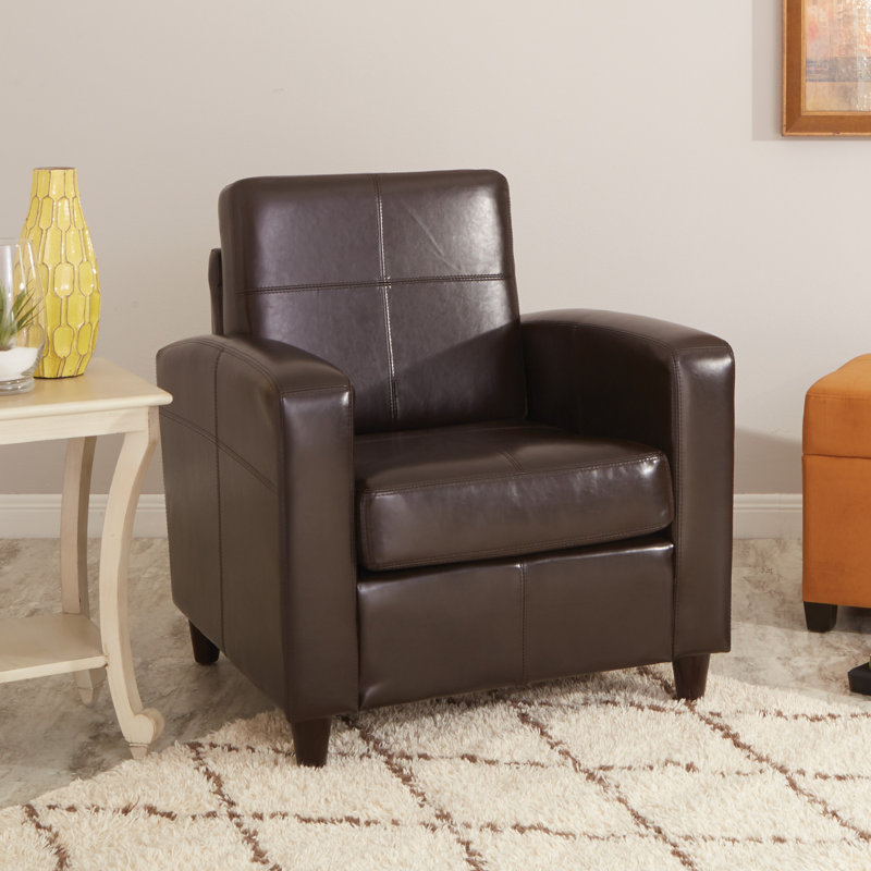Pippen 30" Wide Tufted Armchair, Similicuir espresso