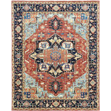 Hand Knotted Wool Area Rug in Red And Blue
