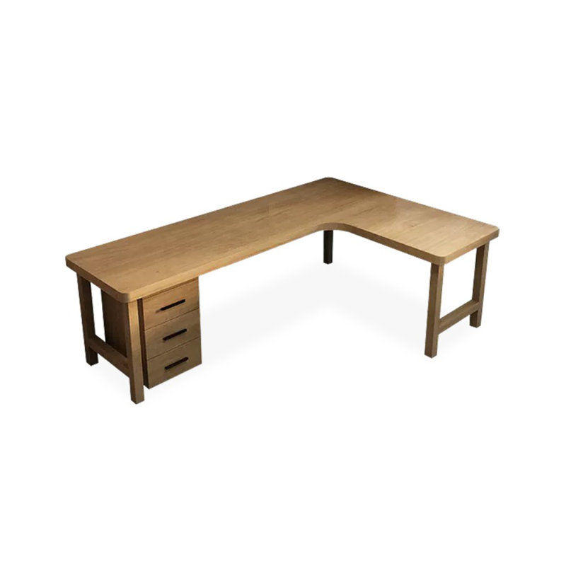 Bureaux en bois massif en L de couleur bois, H 29,53 po x l 70,87 po x P 47,24 po, Retour à droite