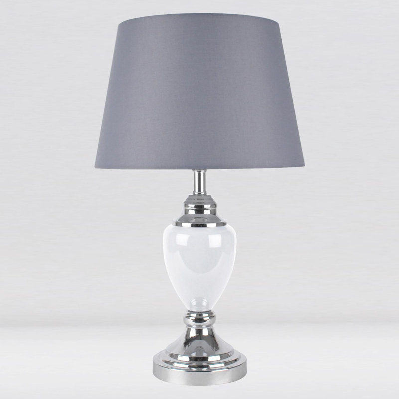Sandin Metal Table Lamp, Grey,  Polished Chrome/White