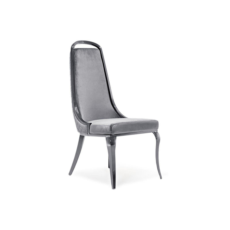 Chaise d'appoint en velours Oreana, Gris, Argent
