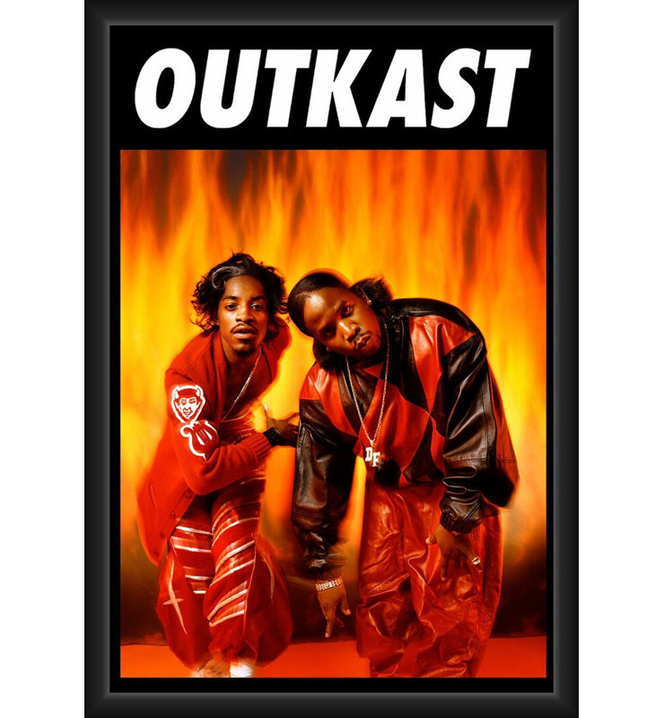  Officiellement sous licence Outkast - affiche d'art encadrée avec feu - 24 x 36 pouces - cadre en bois d'ingénierie robuste avec verre plexi - prêt à être accroché
