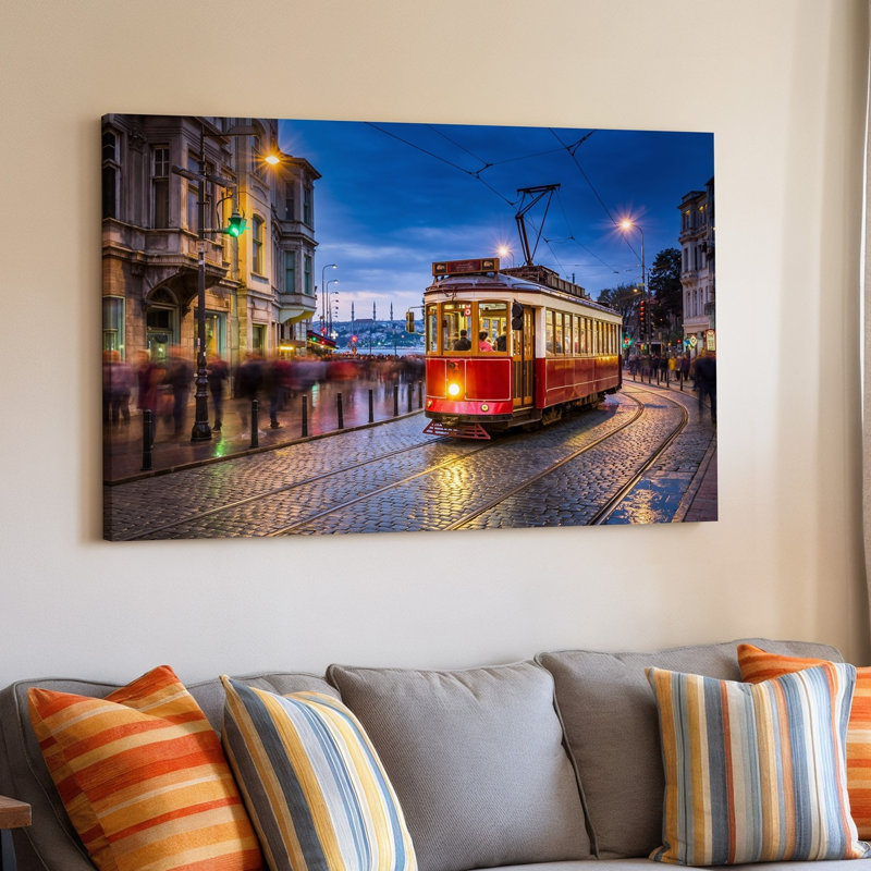 Toile, "Vibrant Bustling Street Scene In Istanbul At Dusk", art mural classique, H 16 po x l 20 po
