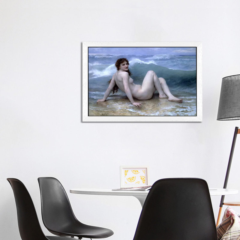 The Wave (La Vague) by William-Adolphe Bouguereau - Painting on Canvas, 101.6 cm H x 66.04 cm W, White Framed