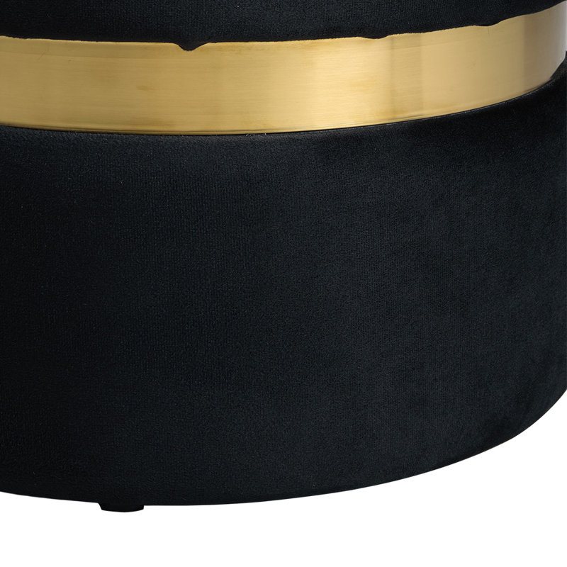 40cm Wide Velvet Cylinder Standard Ottoman with Storage, Black
