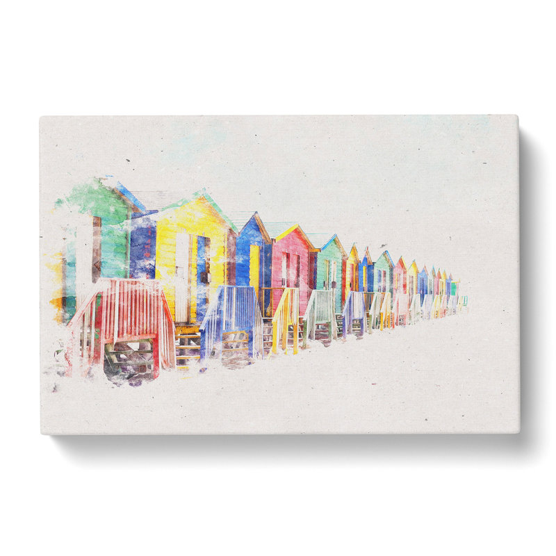Beach Huts In Cape Town - Wrapped Canvas Print, 40cm H x 60cm W x 3cm D