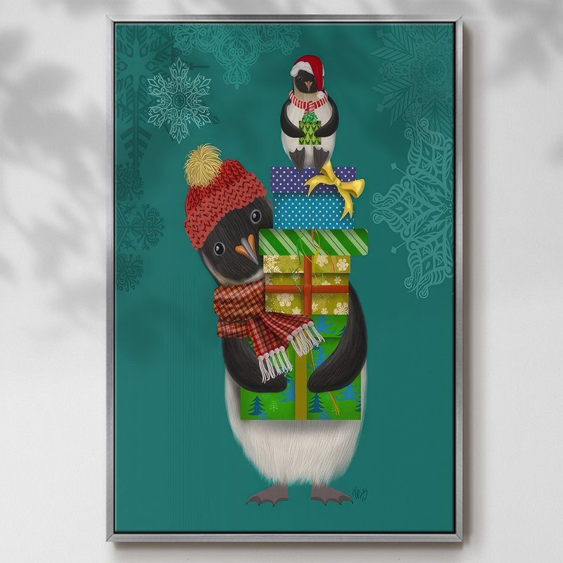 Cadeaux de Noël pingouin, H 25 po x l 17 po x P 1,5 po, Gris