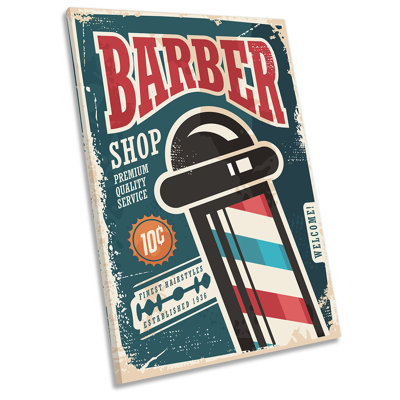 Barber Shop Retro Sign - Wrapped Canvas Print