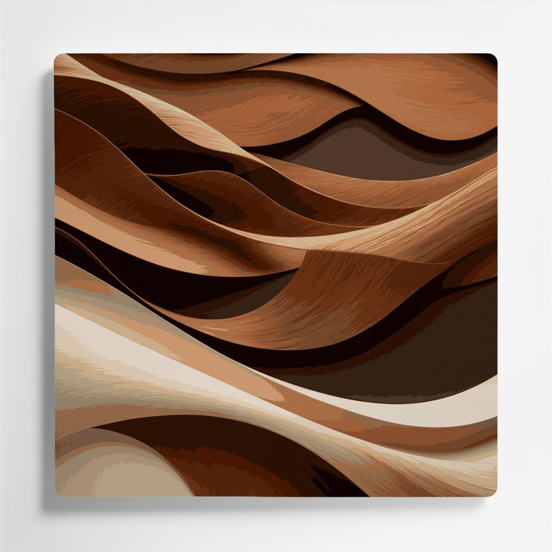Paysage abstrait 18, art mural en métal brun, H 12 po x l 12 po