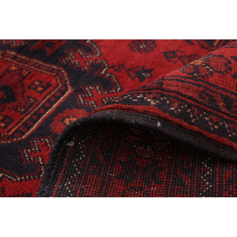 Tapis de zone en laine rouge 4 pi 1 po x 6 pi 5 po à main one-of-kind-noué la 2010 esari Allaina