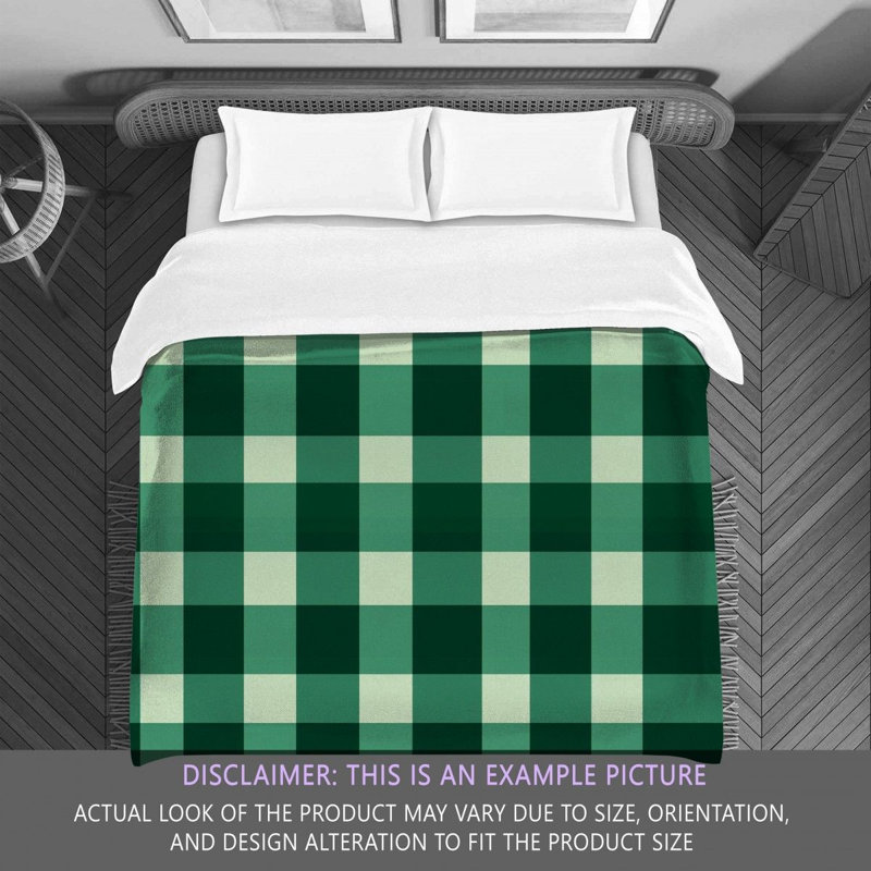 Machine Printed Comforter, Twin Comforter, Green/White Gingham