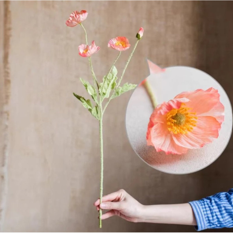Jet de coquelicot en soie, 1 tige, Rose