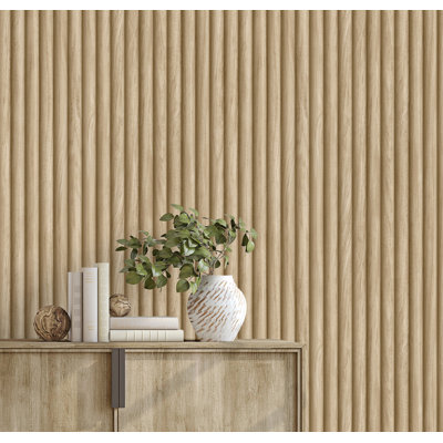 Fluted Wood Effect Wallpaper