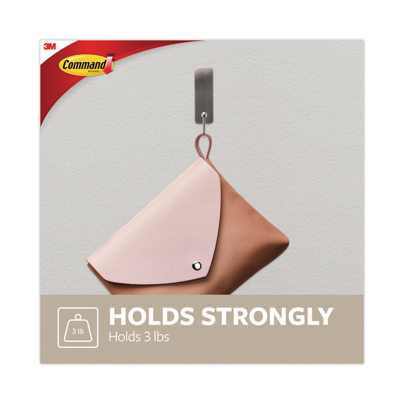 Medium Brushed Nickel Adhesive Wall Hooks, 2-Pack