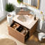 Meuble-lavabo mural moderne en bois avec rangement 24 po-571677104