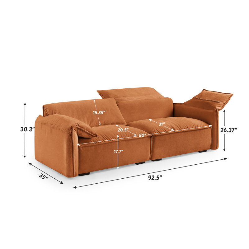 Louai 92.5'' Chenille Upholstered Sofa, Curry Polyester Twill