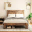 Cadre de lit plateforme en bois pour très grand lit, silencieux et sans sommier, assemblage rapide pour débutants, grand espace de rangement, noir antique, décor de chambre à coucher moderne, processus simple, surface, pièce-128716341-128716344