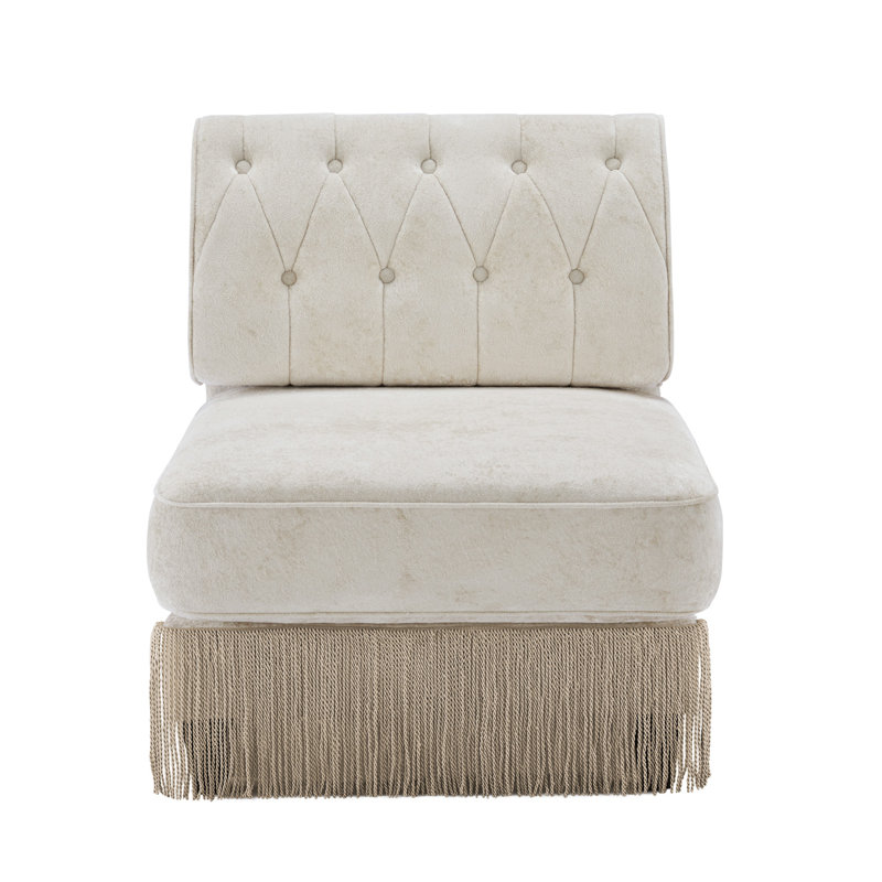 Canapé modulaire en velours beige sans accoudoirs, Beige